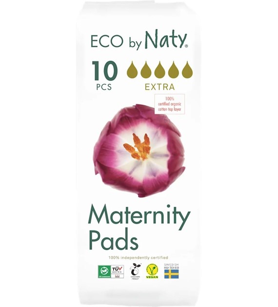 Ekologiczne podpaski poporodowe, kompostowalne, 10 sztuk