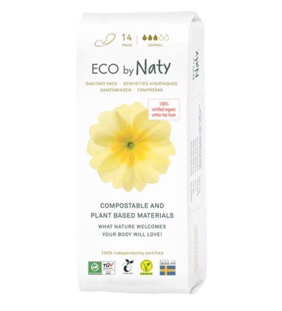 Ekologiczne podpaski, kompostowalne, Normal, 14 sztuk