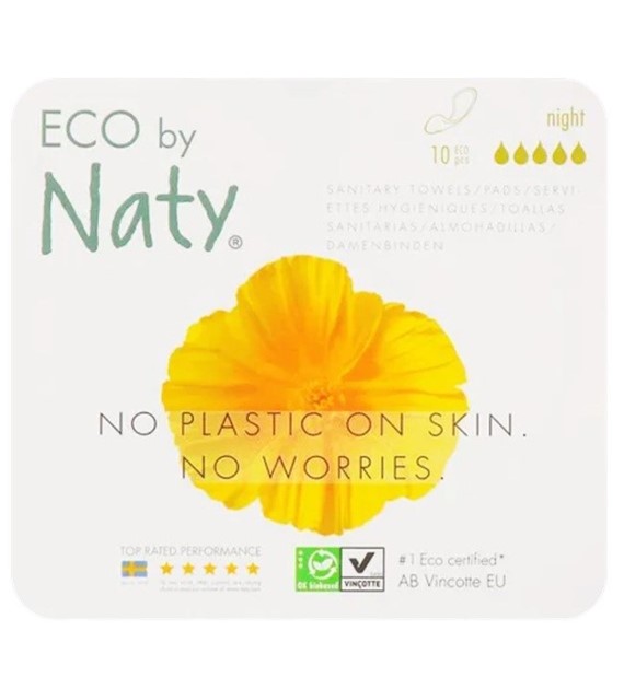 Ekologiczne podpaski na noc, super, 10 szt