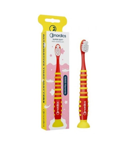 Szczoteczka do zębów dla dzieci super soft, 10500 włókien, czerwona