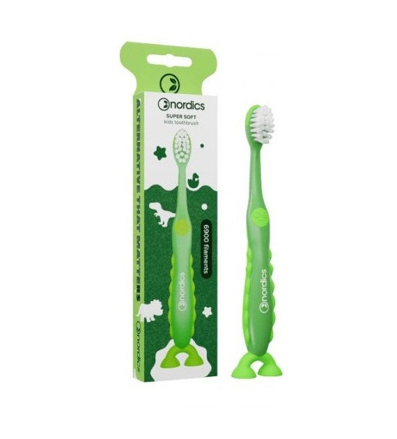 Szczoteczka do zębów dla dzieci super soft, 6900 włókien, zielona