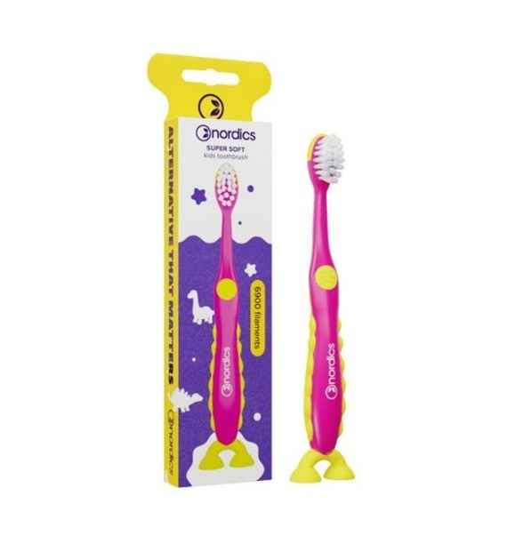 Szczoteczka do zębów dla dzieci super soft, 6900 włókien, różowa