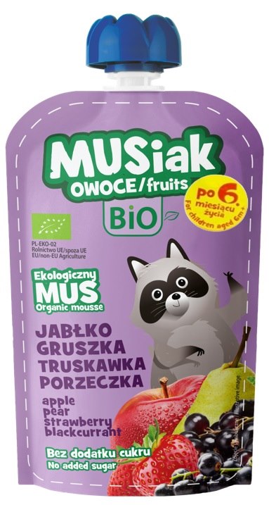 Mus owocowy jabłko gruszka truskawka czarna porzeczka BIO 120g