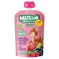 Mus owocowy jabłko - gruszka - czarna jagoda -malina BIO 120g