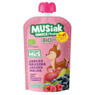 Mus owocowy jabłko - gruszka - czarna jagoda -malina BIO 120g