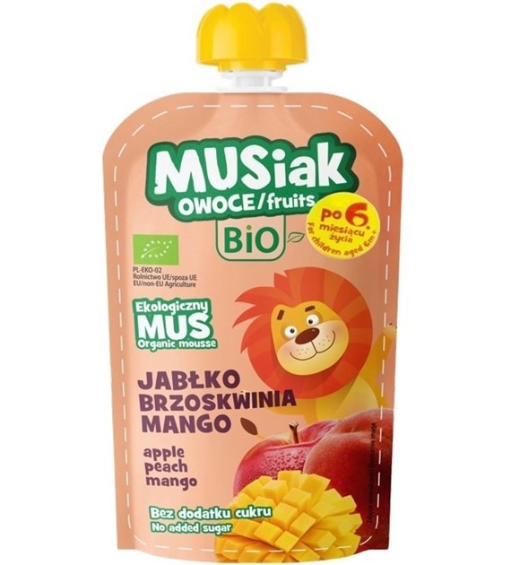 Mus owocowy jabłko- brzoskwinia - mango BIO 120g
