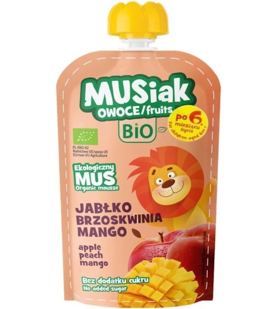 Mus owocowy jabłko- brzoskwinia - mango BIO 120g