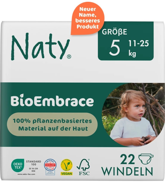 Ekologiczne pieluchy jednorazowe, rozmiar 5, 11-25 kg, 22 szt
