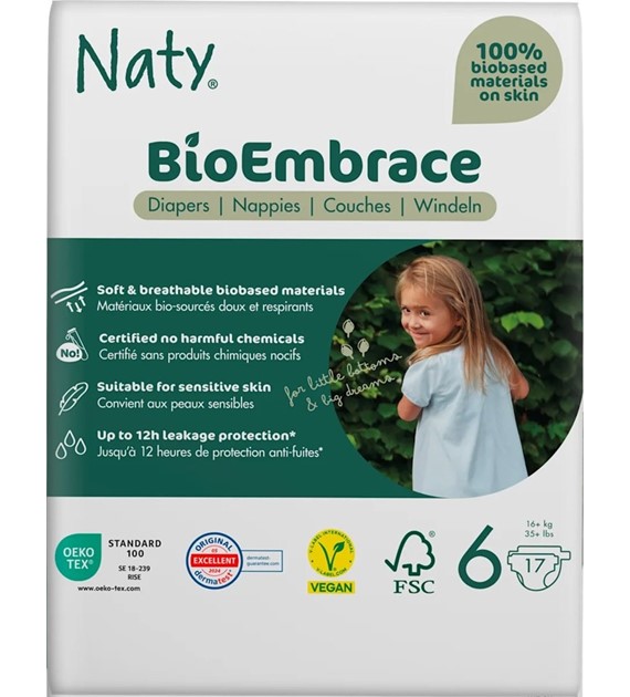 Ekologiczne pieluchy jednorazowe, rozmiar 6, 16 kg+, 17 szt