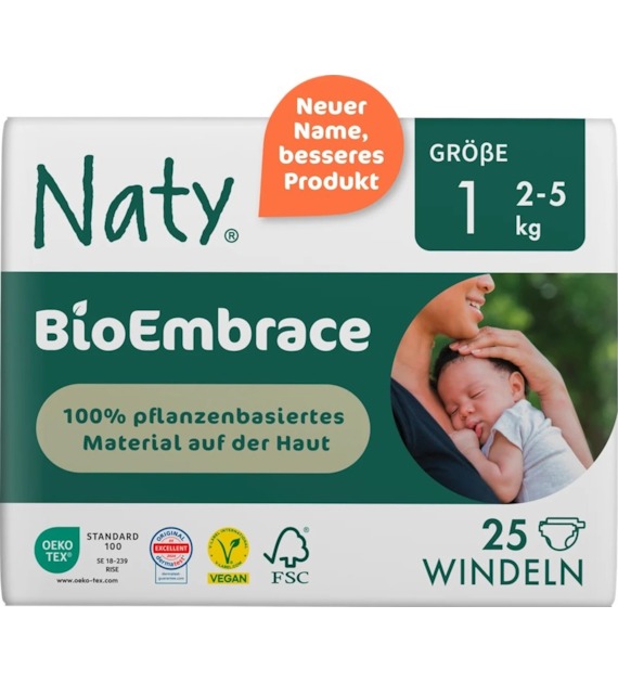 Ekologiczne pieluchy jednorazowe, rozmiar 1, 2-5 kg, 25 szt