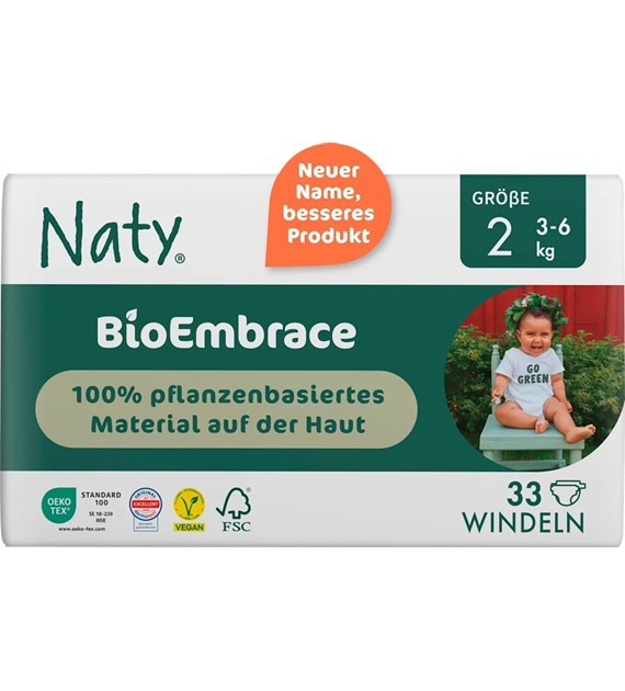 Ekologiczne pieluchy jednorazowe, rozmiar 2, 3-6 kg, 33 szt