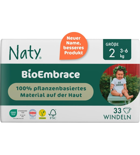 Ekologiczne pieluchy jednorazowe, rozmiar 2, 3-6 kg, 33 szt