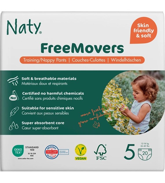 Ekologiczne pieluchomajtki pants jednorazowe, rozmiar 5, 12-18 kg, 20 szt