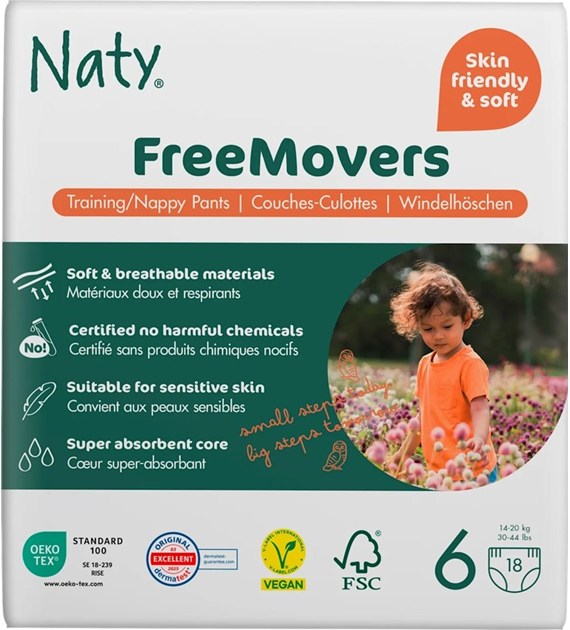 Ekologiczne pieluchomajtki pants jednorazowe, rozmiar 6, 14-20 kg, 18 szt