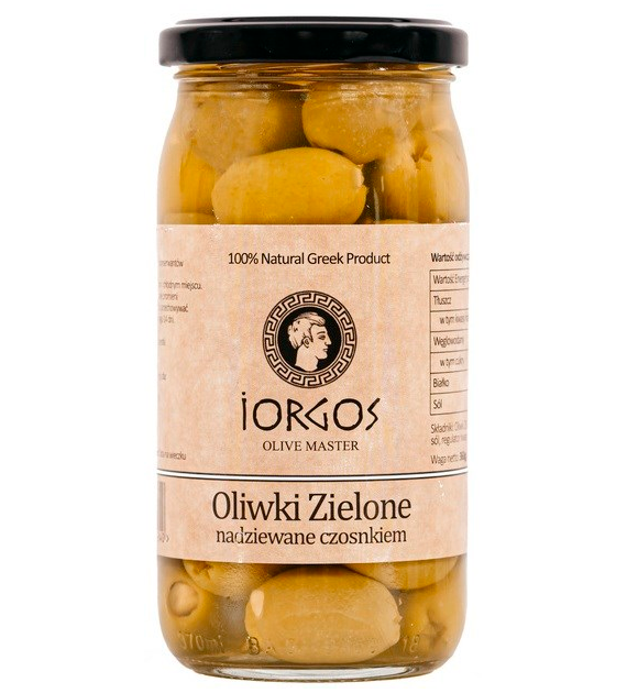Oliwki zielone nadziewane czosnkiem 360/180g