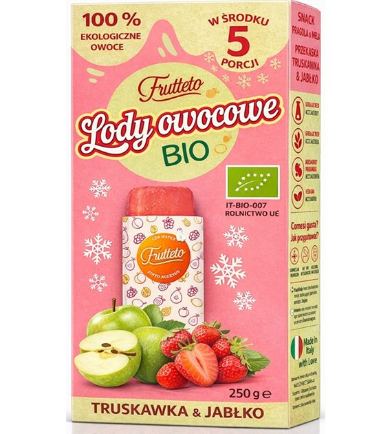 Lody do zamrażania truskawka-jabłko 100% owoców BIO 5 x 50 g