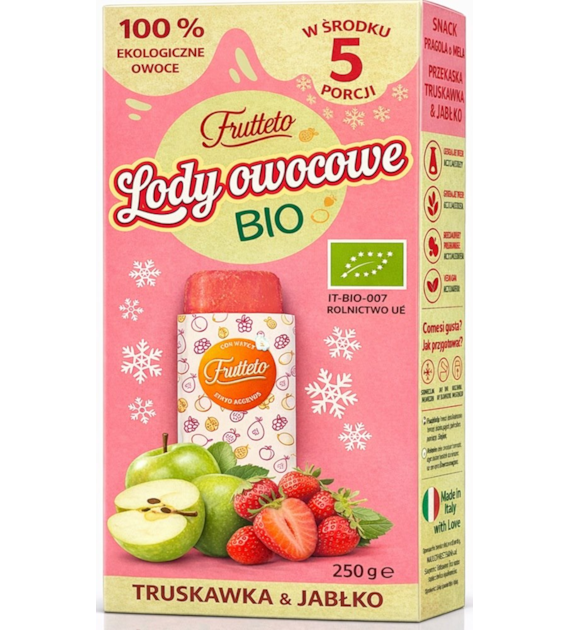 Lody do zamrażania truskawka-jabłko 100% owoców BIO 5 x 50 g