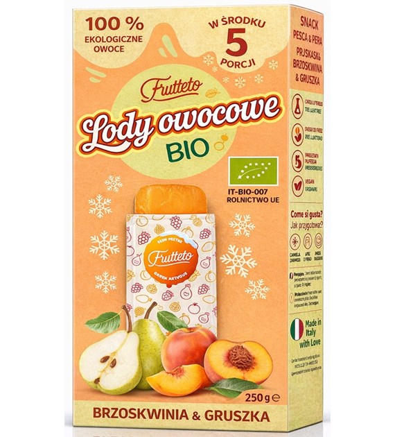 Lody do zamrażania brzoskwinia-gruszka 100% owoców BIO 5 x 50 g