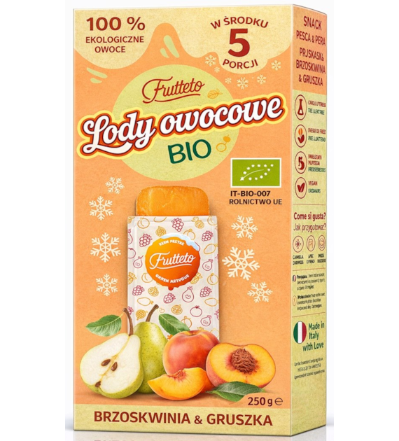 Lody do zamrażania brzoskwinia-gruszka 100% owoców BIO 5 x 50 g