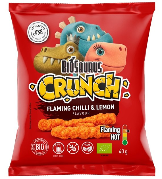 Chrupki kukurydziane Crunch o smaku ostre chili-cytryna BEZGL. BIO 40 g