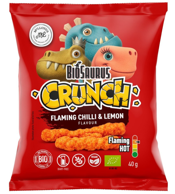 Chrupki kukurydziane Crunch o smaku ostre chili-cytryna BEZGL. BIO 40 g