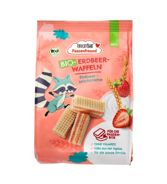 Wafelki truskawkowe z kremem mlecznym BIO 100 g