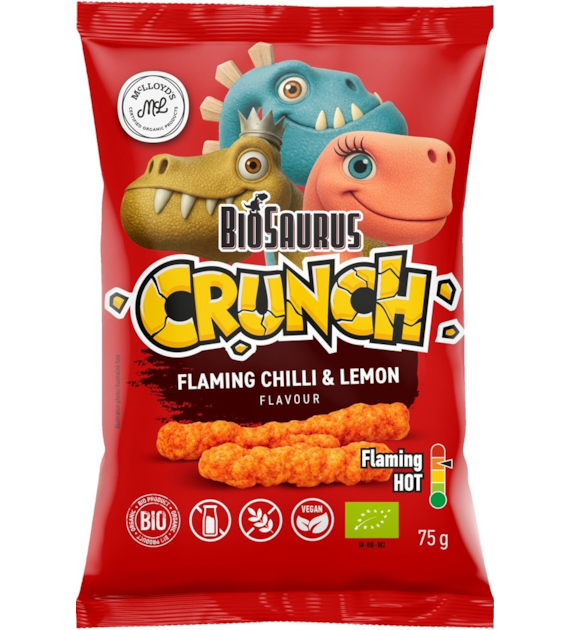 Chrupki kukurydziane Crunch o smaku ostre chili-cytryna BEZGL. BIO 75 g